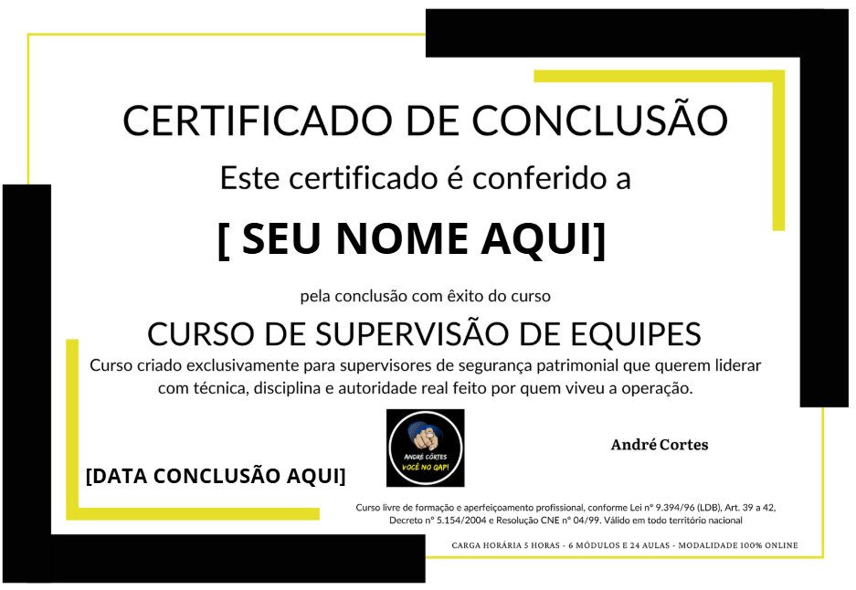 Certificado de Conclusão — Curso Supervisão de Equipes